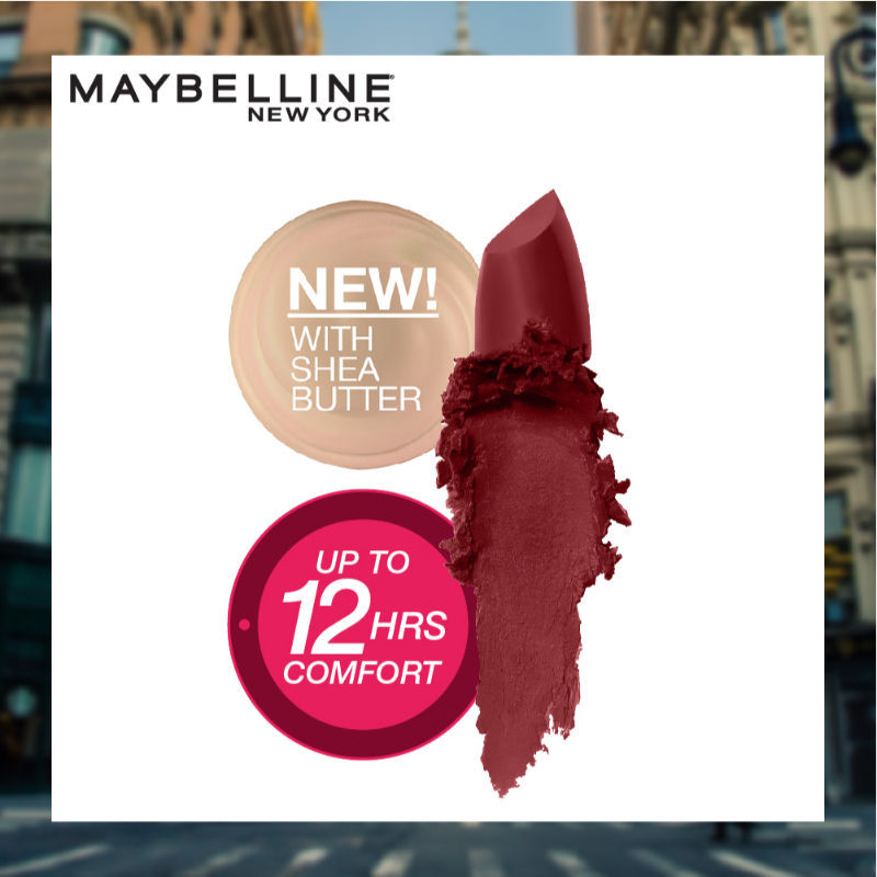 Maybelline New York Color Sensational Creamy Matte Lipstick, Lasts Up To 12H - Burgundy Blush
