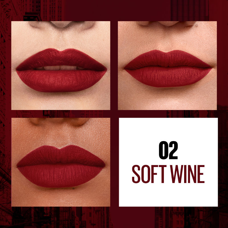 Maybelline New York Sensational Liquid Matte Lipstick, Weightless Comfort - 02 Soft Wine