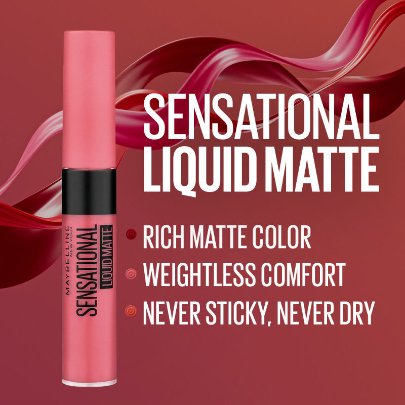 Maybelline New York Sensational Liquid Matte Lipstick, Weightless Comfort - 04 Easy Berry