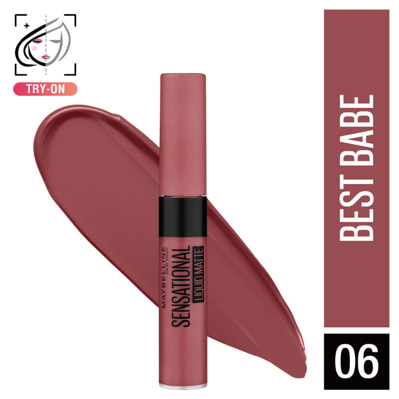 Maybelline New York Sensational Liquid Matte Lipstick, Weightless Comfort - 06 Best Babe