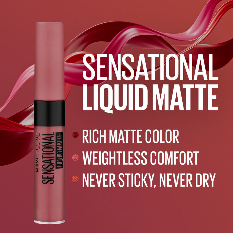 Maybelline New York Sensational Liquid Matte Lipstick, Weightless Comfort - 06 Best Babe