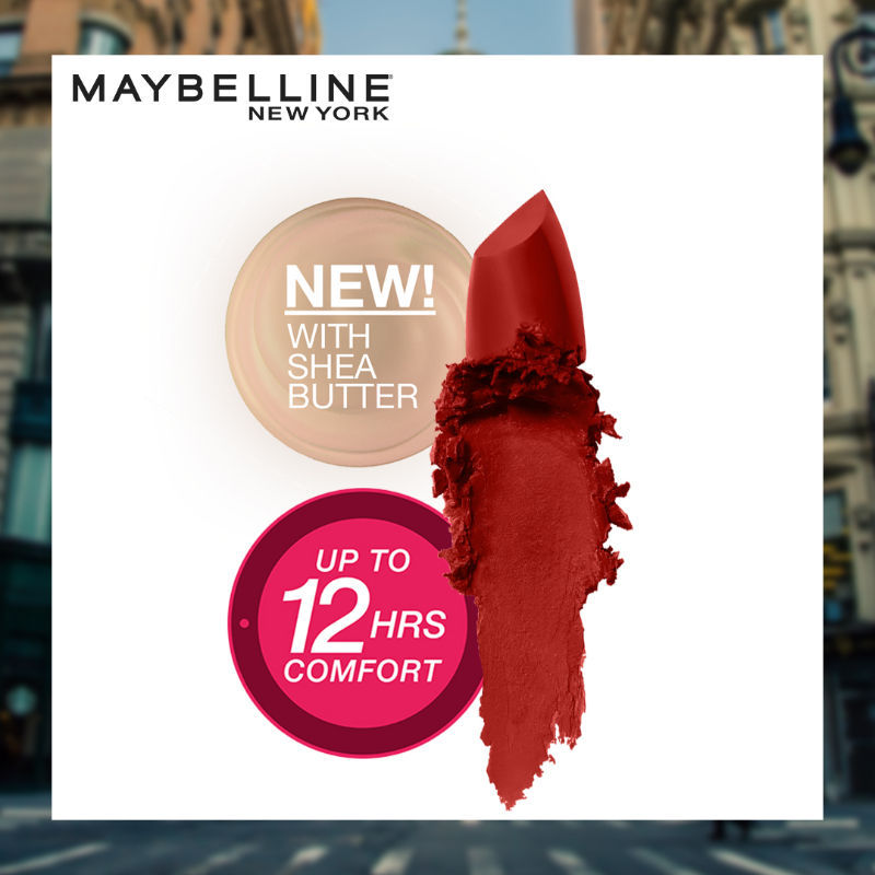 Maybelline New York Color Sensational Creamy Matte Lipstick, Lasts Up To 12H - 677 Noho Amberm