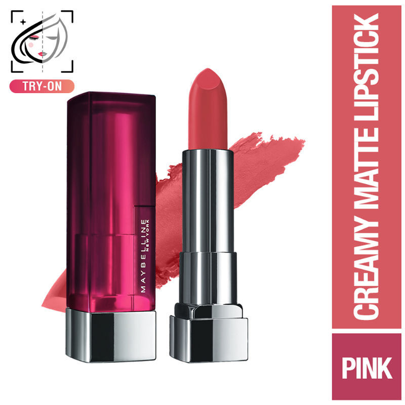 Maybelline New York Color Sensational Creamy Matte Lipstick, Lasts Up To 12H - 671 Heated Pink