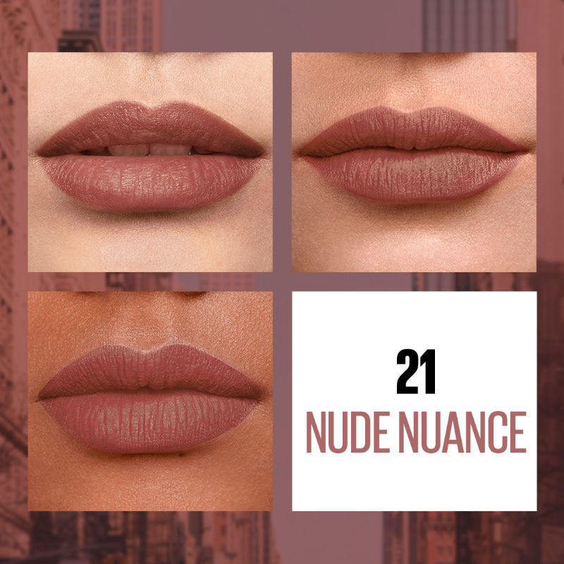 Maybelline New York Sensational Liquid Matte Lipstick, Weightless ComFort 21 Nude Nuance