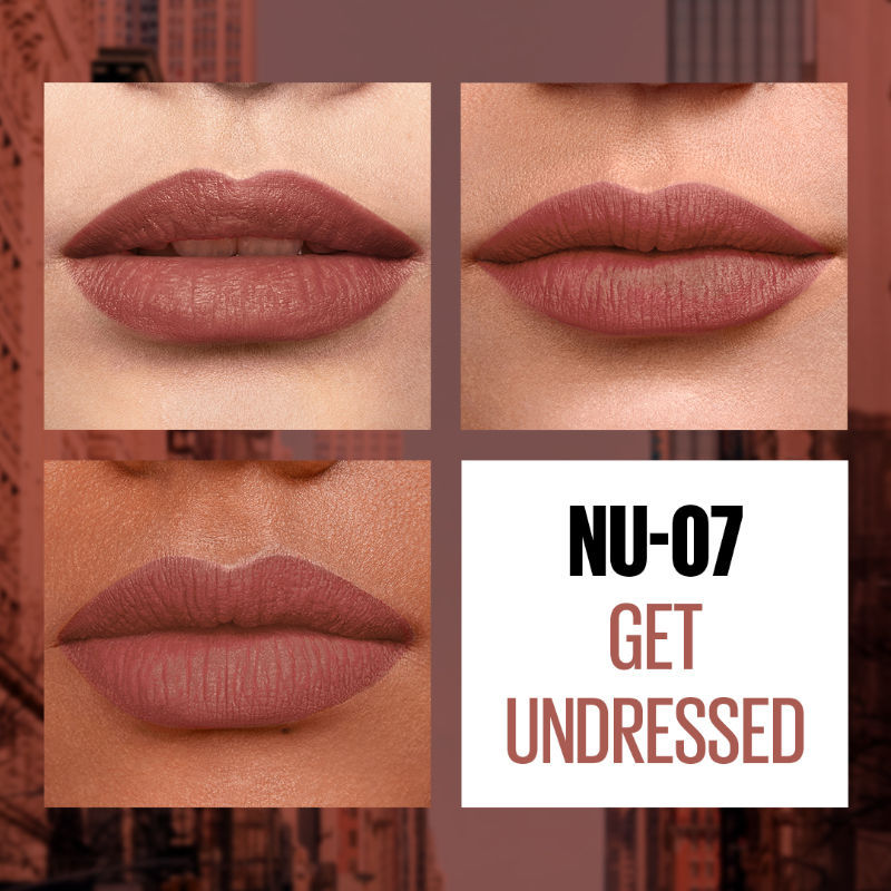 Maybelline New York Sensational Liquid Matte Lipstick, Weightless Comfort - NU07 Get Undressed