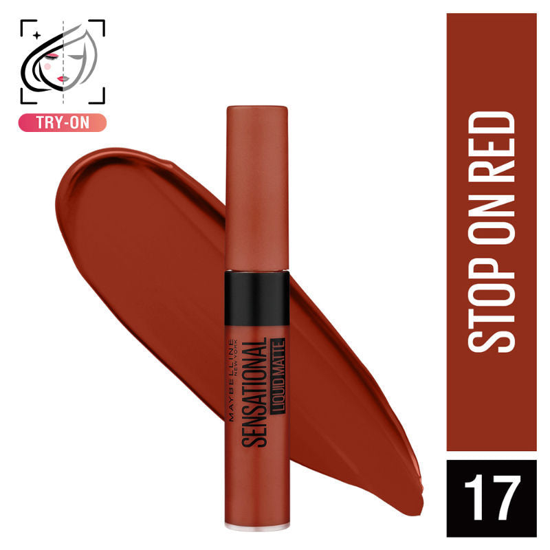 Maybelline New York Sensational Liquid Matte Lipstick, Weightless Comfort - 17 Stop On Red