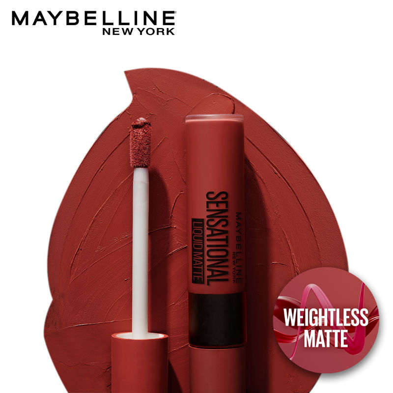 Maybelline New York Sensational Liquid Matte Lipstick, Weightless Comfort - 17 Stop On Red