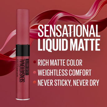 Maybelline New York Sensational Liquid Matte Lipstick, Weightless Comfort - 24 Touch of Spice