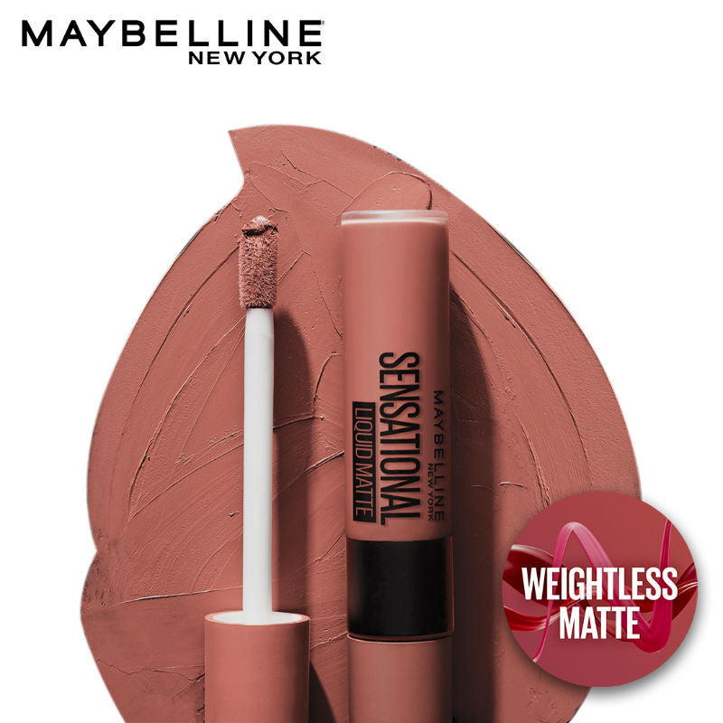 Maybelline New York Sensational Liquid Matte Lipstick, Weightless Comfort - NU02 Strip It Off