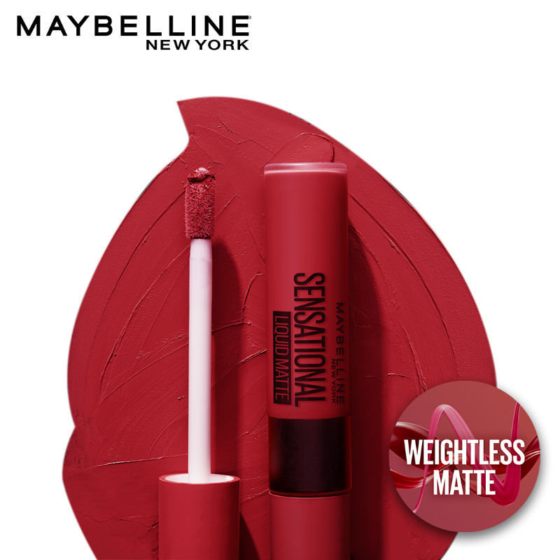 Maybelline New York Sensational Liquid Matte Lipstick, Weightless Comfort - 14 Red Serenade