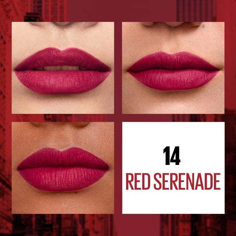 Maybelline New York Sensational Liquid Matte Lipstick, Weightless Comfort - 14 Red Serenade