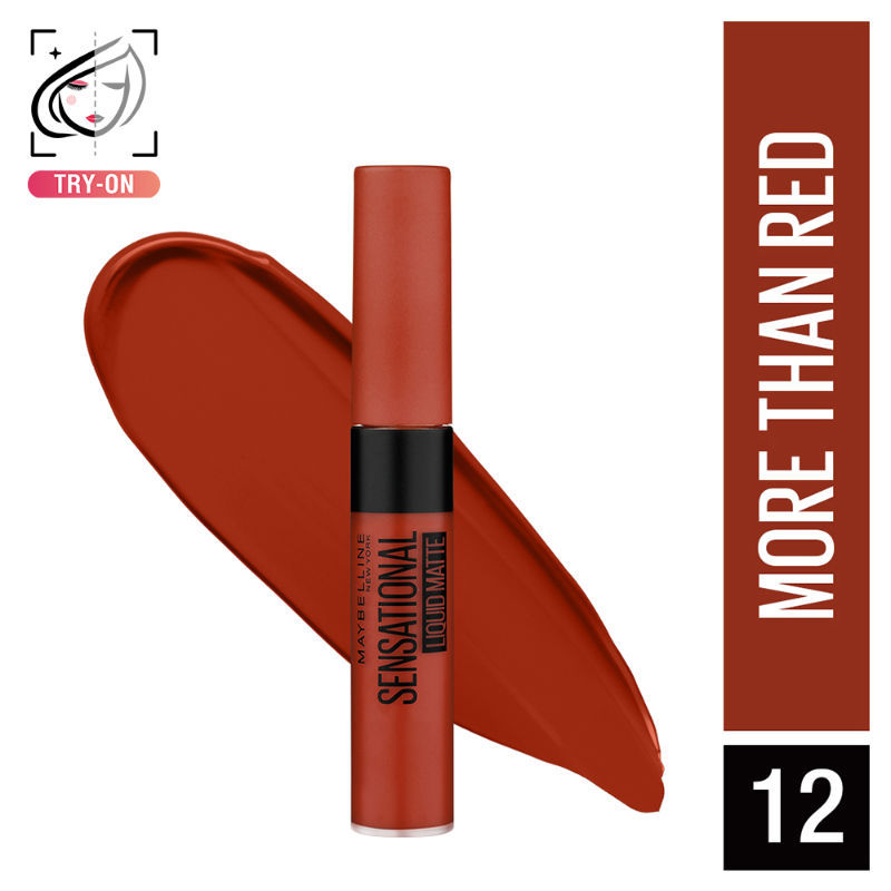 Maybelline New York Sensational Liquid Matte Lipstick, Weightless Comfort - 12 More Than Red