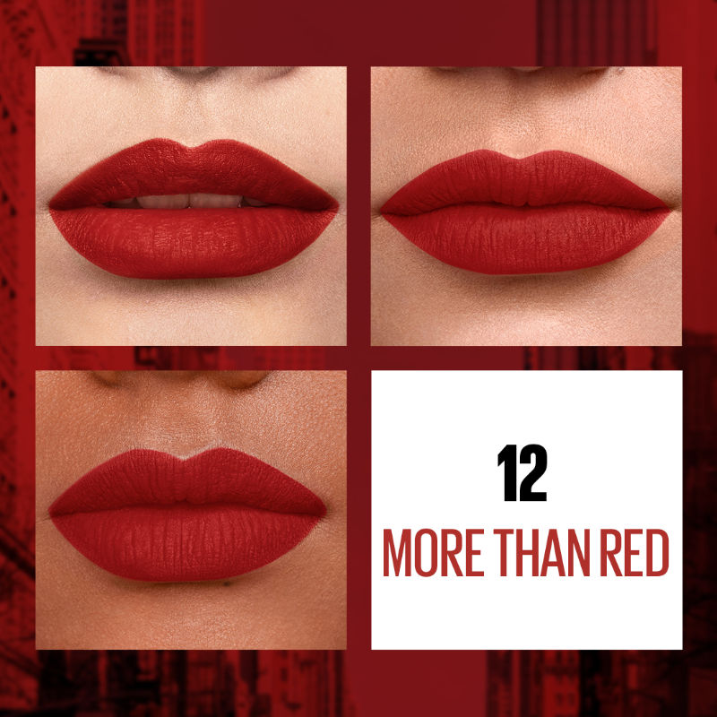 Maybelline New York Sensational Liquid Matte Lipstick, Weightless Comfort - 12 More Than Red