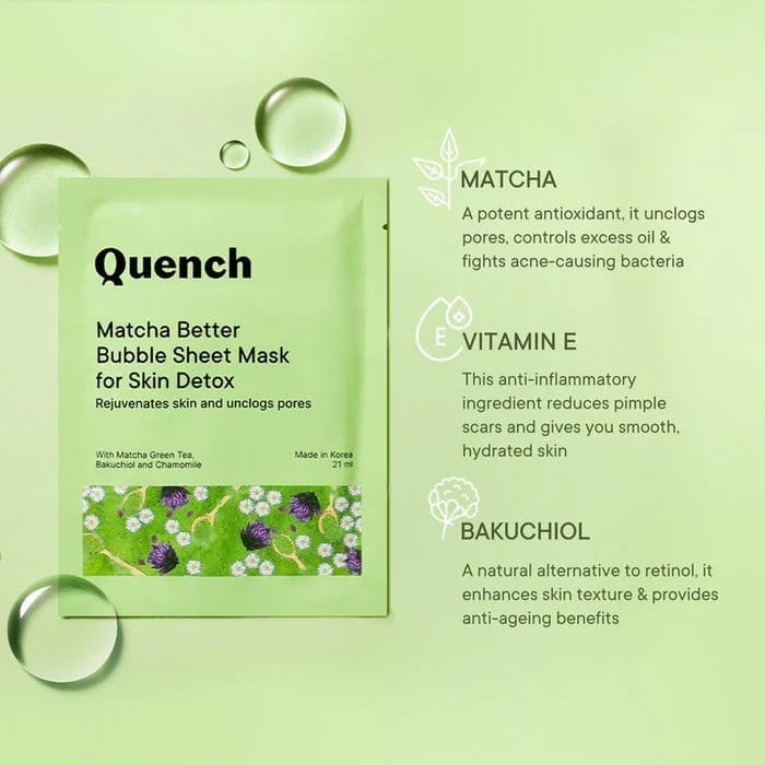 Quench - Bubble Sheet Mask With Matcha Green Tea Antioxidants (21ML)