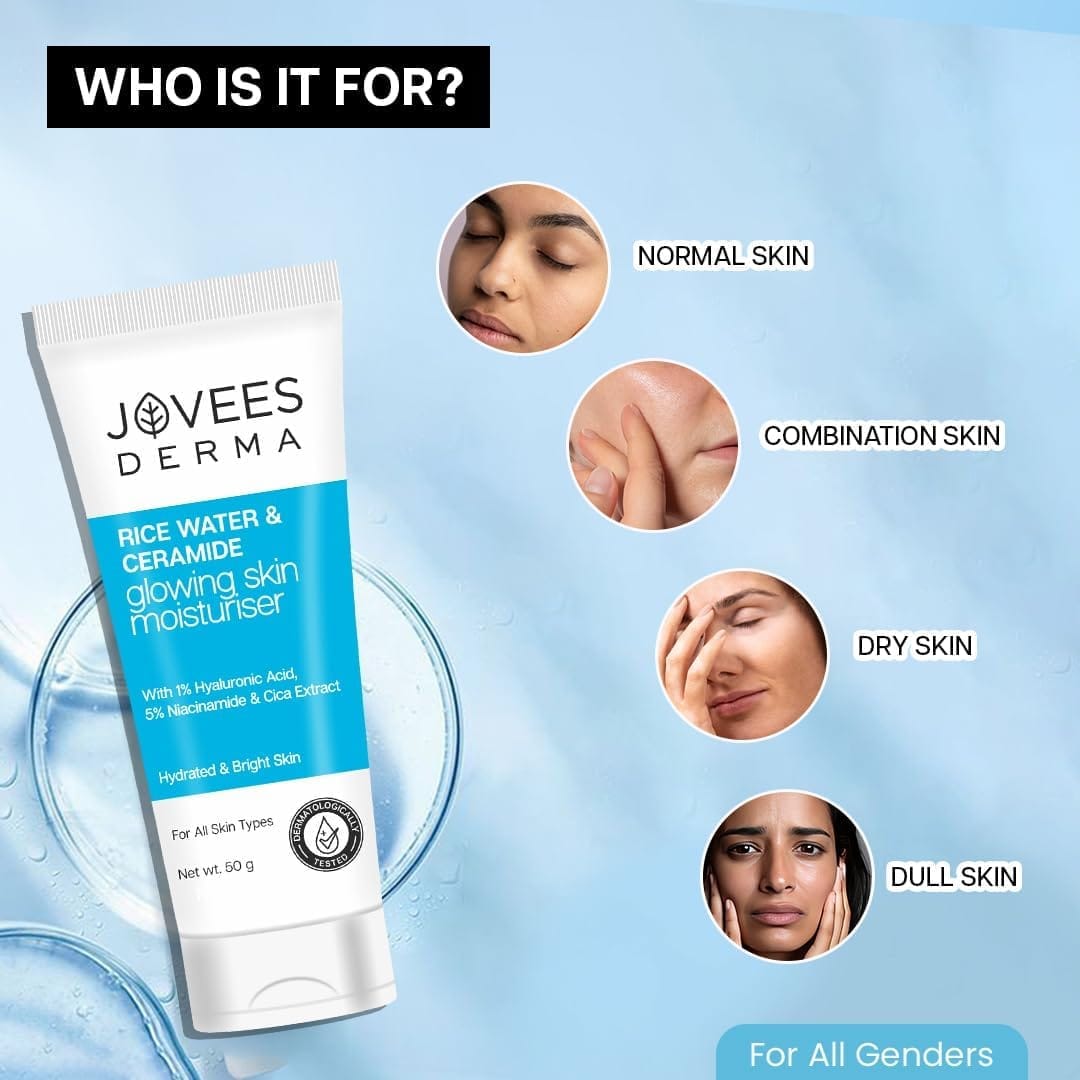 Jovees - Derma Rice Water & Ceramide Glowing Skin Moisturiser (50g)