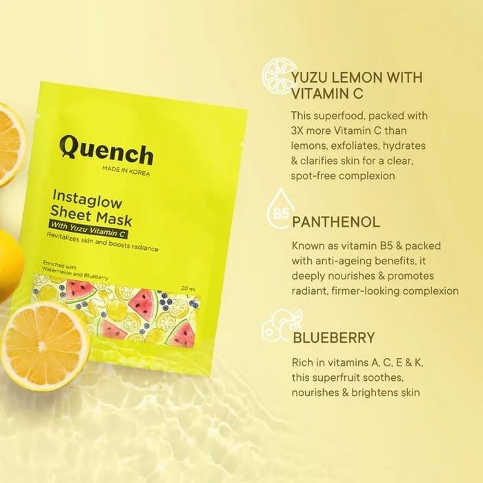 Quench - Instaglow Sheet Mask With Yuzu Vitamin C (20ML)