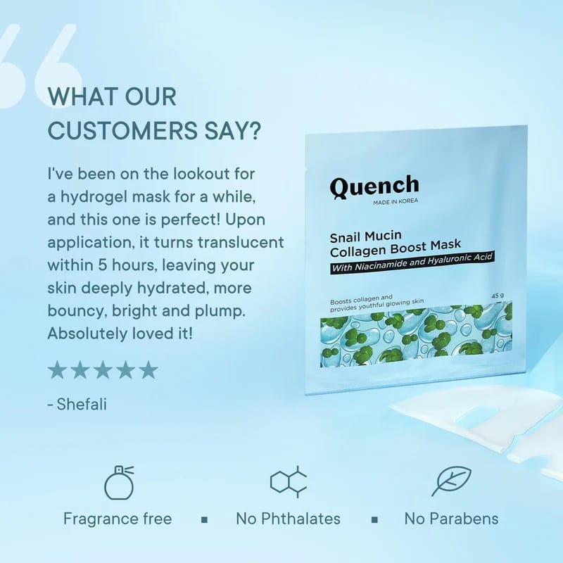 Quench - Snail Mucin Collagen Boost Mask With Niacinamide And Hyaluronic Acid (45g)
