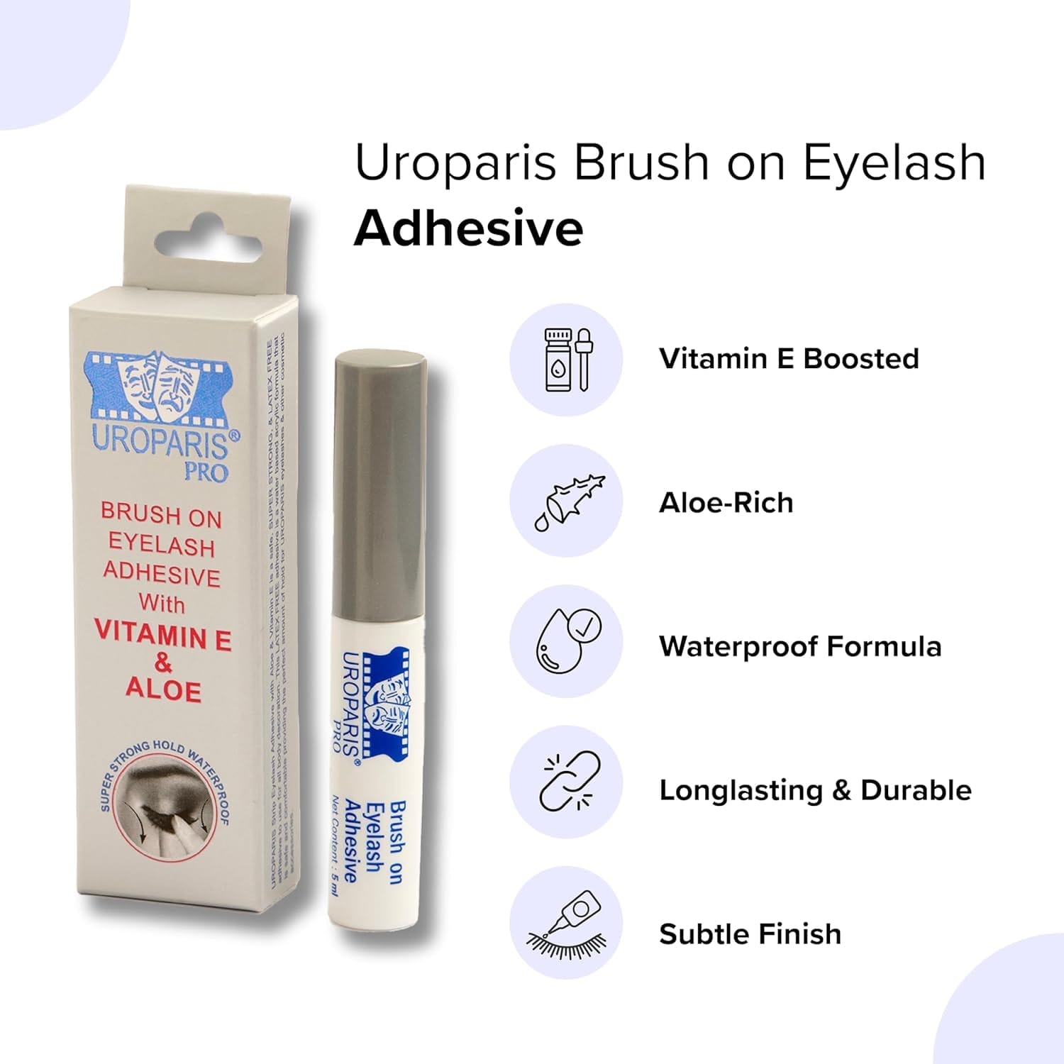Uroparis Pro - Brush On Eyelash Adhesive With Vitamin E & Aloe (5ML)