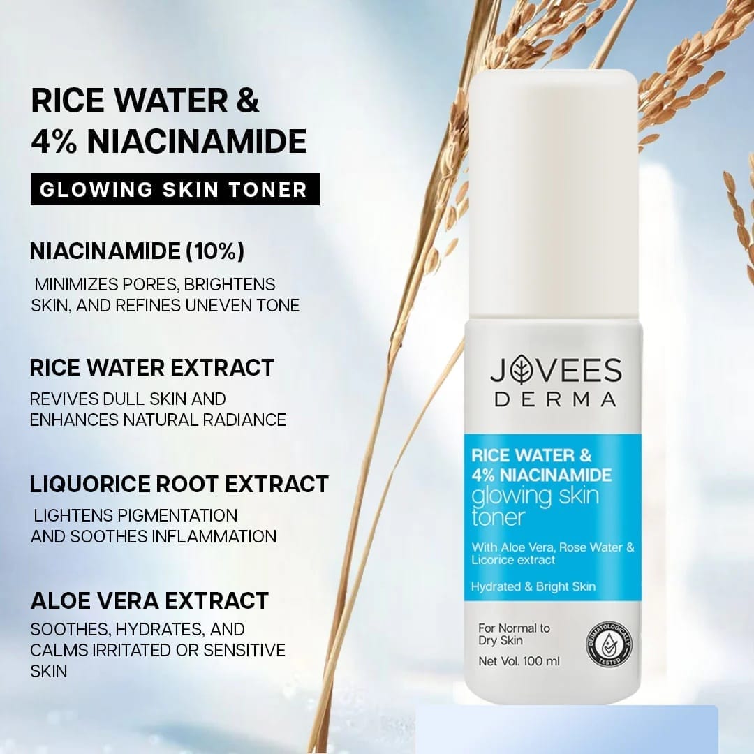 Jovees - Derma Rice Water & 4% Niacinamide Glowing Skin Toner (100ML)