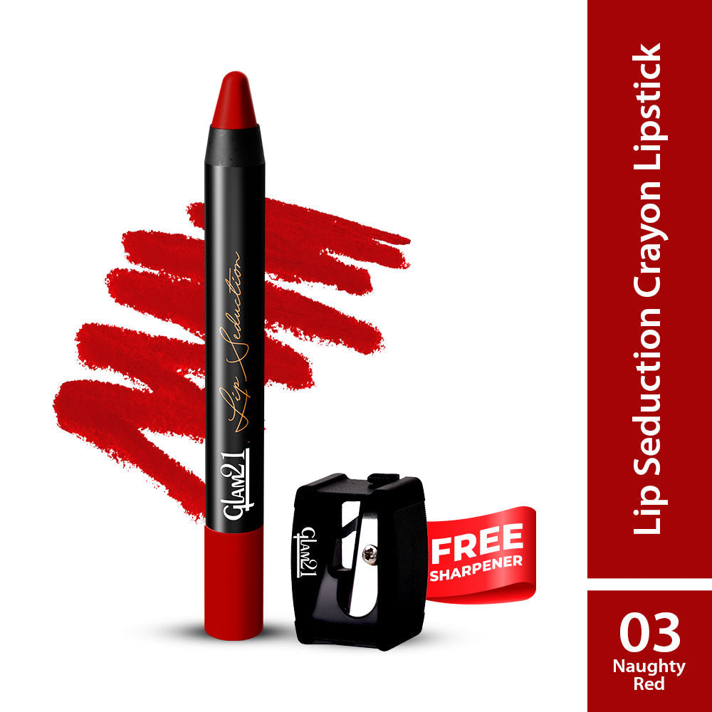 GLAM21 Lip Seduction Non- Transfer Crayon Lipstick - Naughty Red (3.6g)
