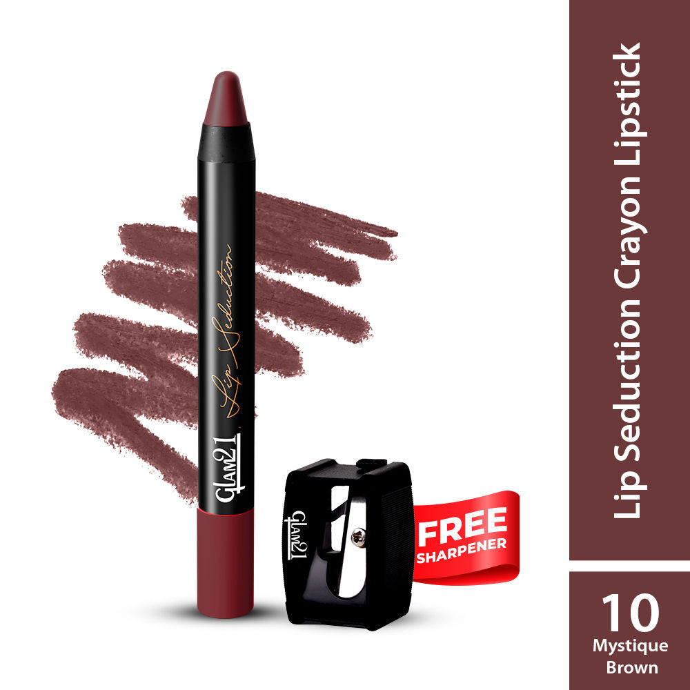 GLAM21 Lip Seduction Non- Transfer Crayon Lipstick - Mystique Brown (3.6g)