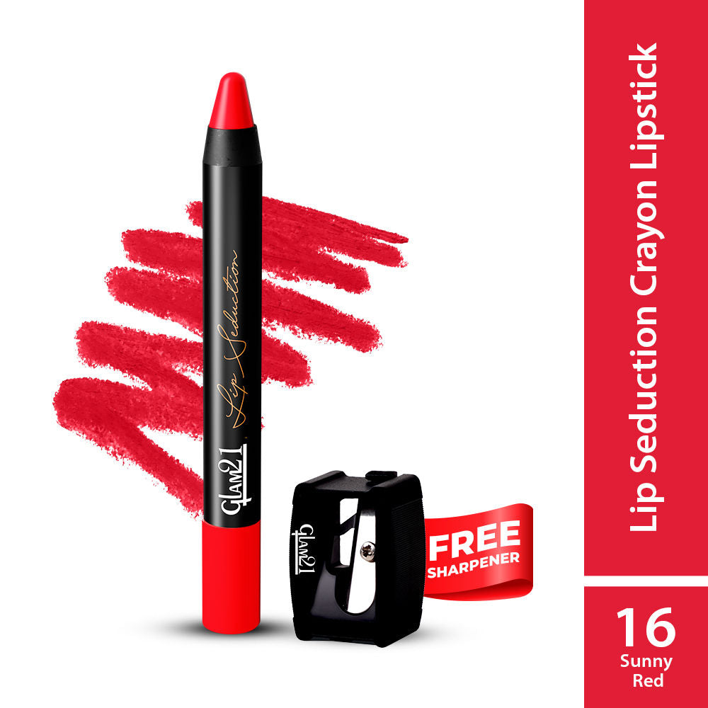 Glam 21 Lip Seduction Non- Transfer Crayon Lipstick - Sunny Red (3.6g)