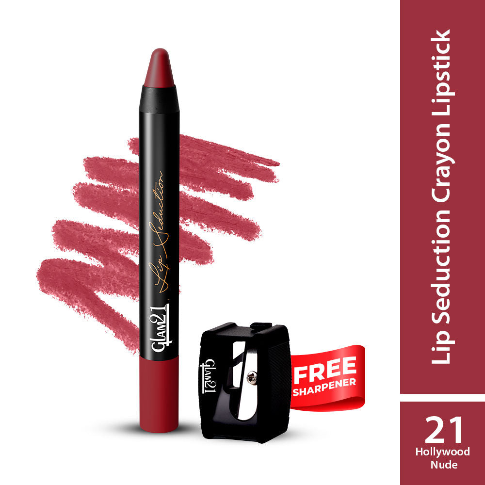 GLAM21 Lip Seduction Non- Transfer Crayon Lipstick - Hollywoood Nude (3.6g)