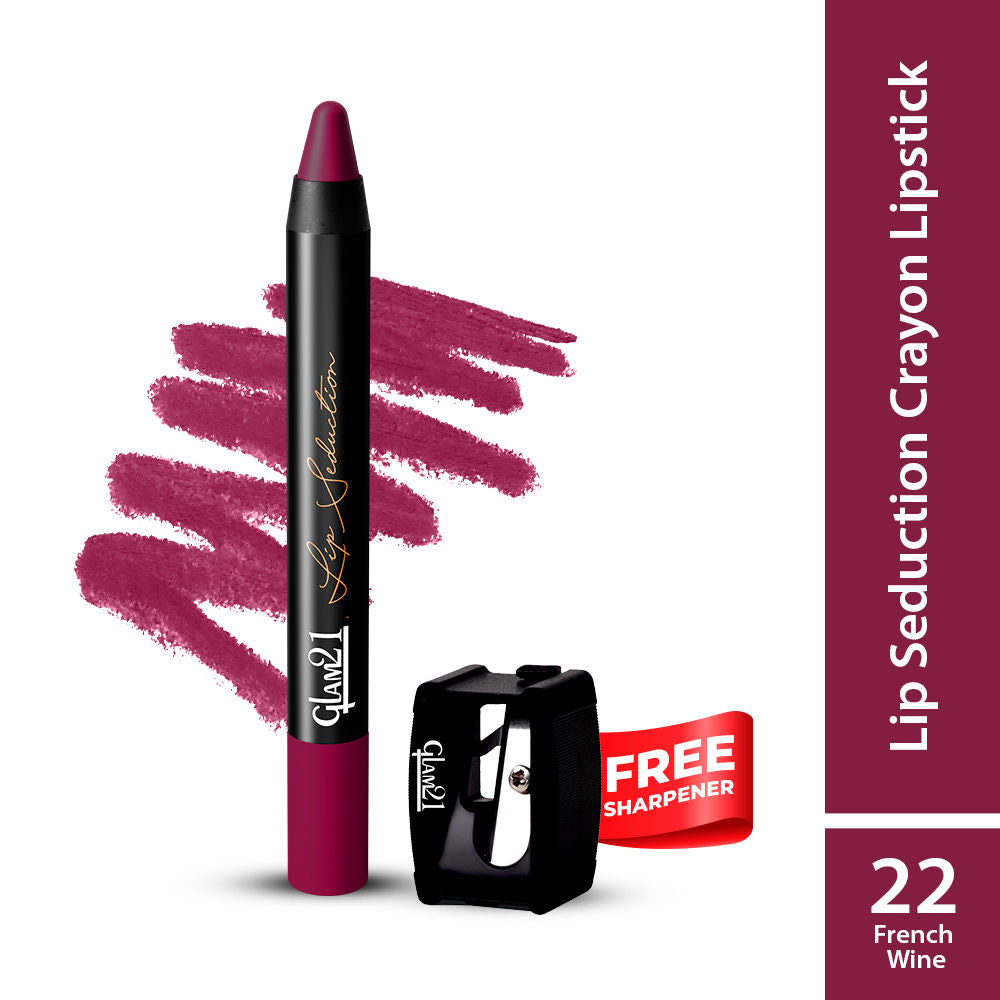 GLAM21 Lip Seduction Non- Transfer Crayon Lipstick - French Wine (3.6g)