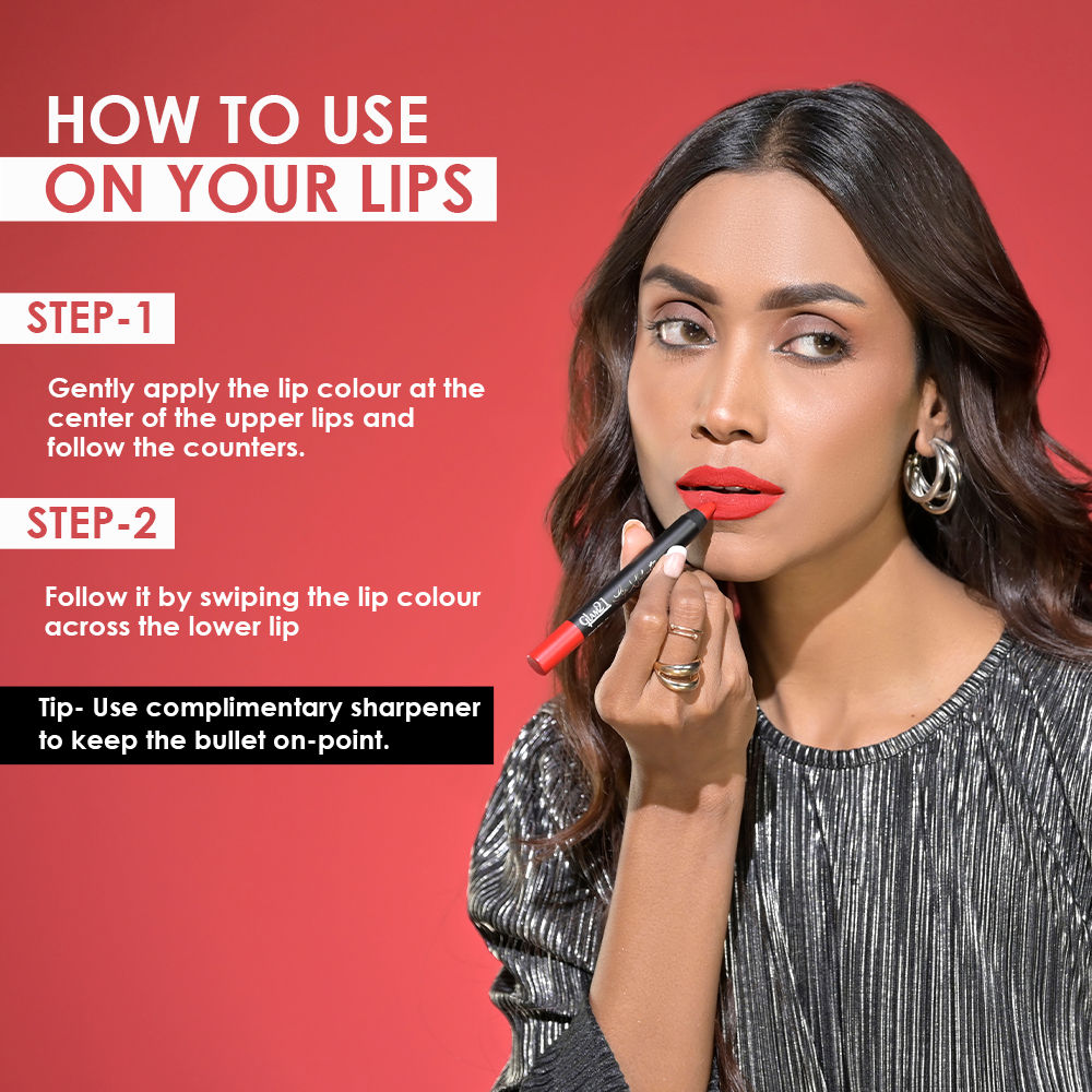 GLAM21 Lip Seduction Non- Transfer Crayon Lipstick - French Wine (3.6g)