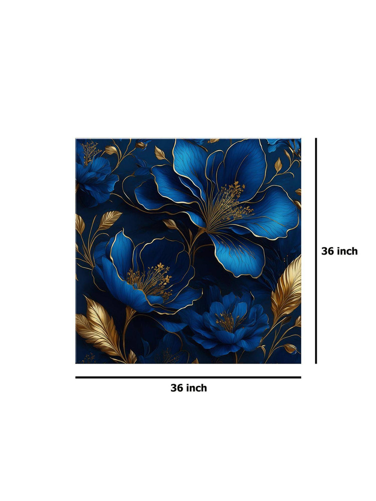 999Store Elegant Blue & Gold Floral Art Print - Luxurious Botanical Wall Decor For Home Interiors
