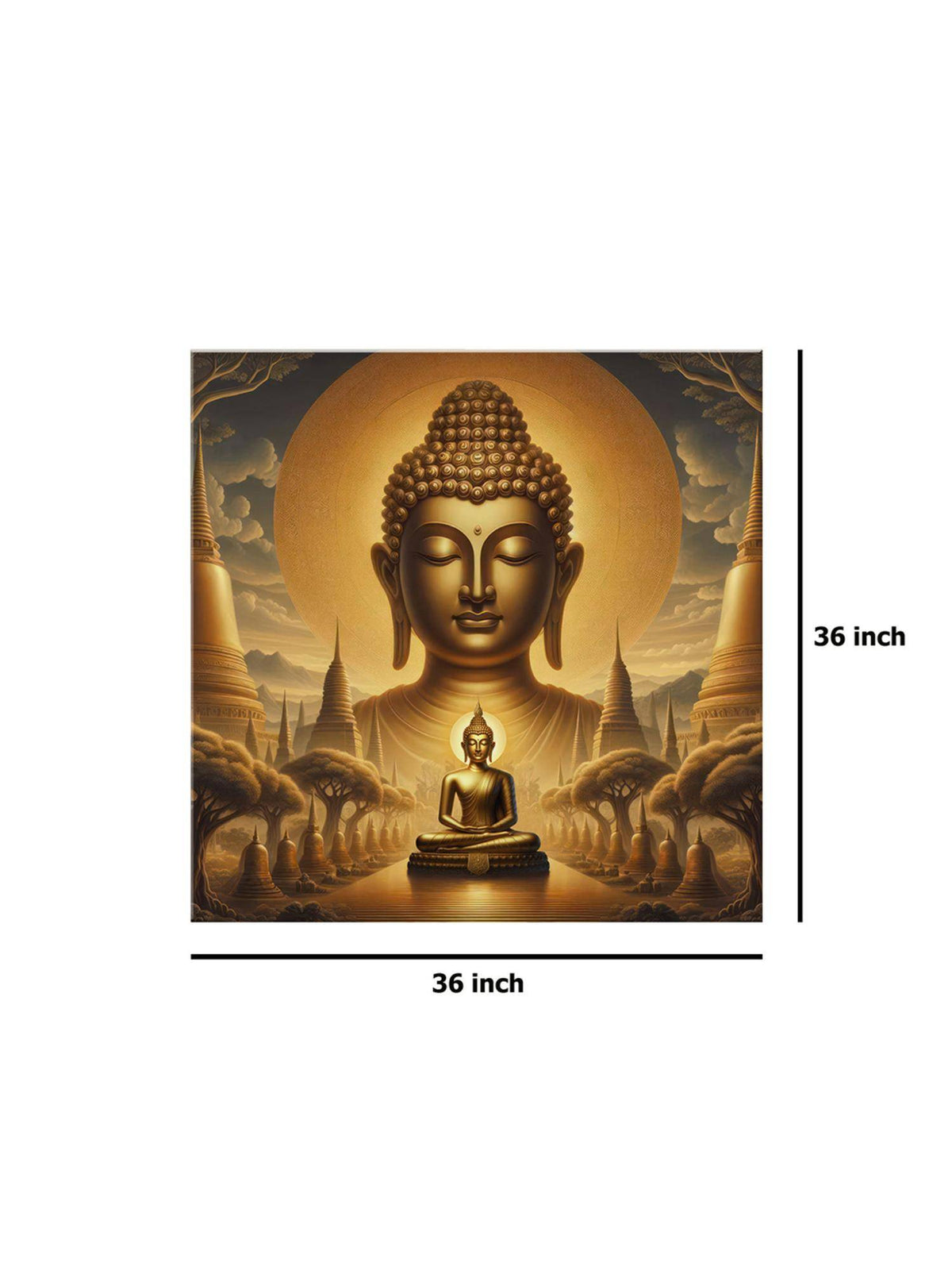 999Store Golden Buddha Statue Art Print - Serene Meditation And Enlightenment Painting