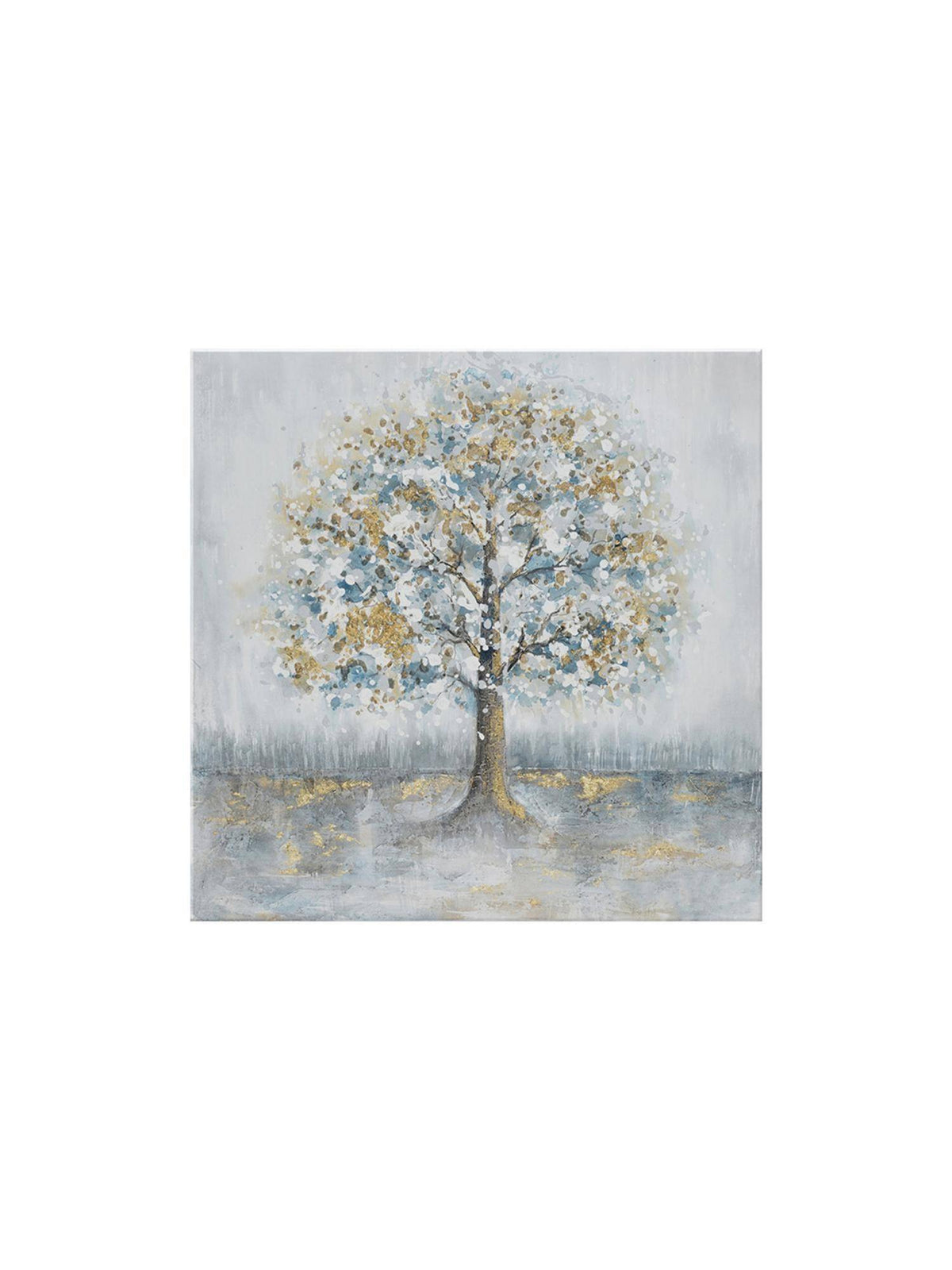 999Store Serene Tree Art Print - Elegant Gold And White Leaves On Soft Pastel Background