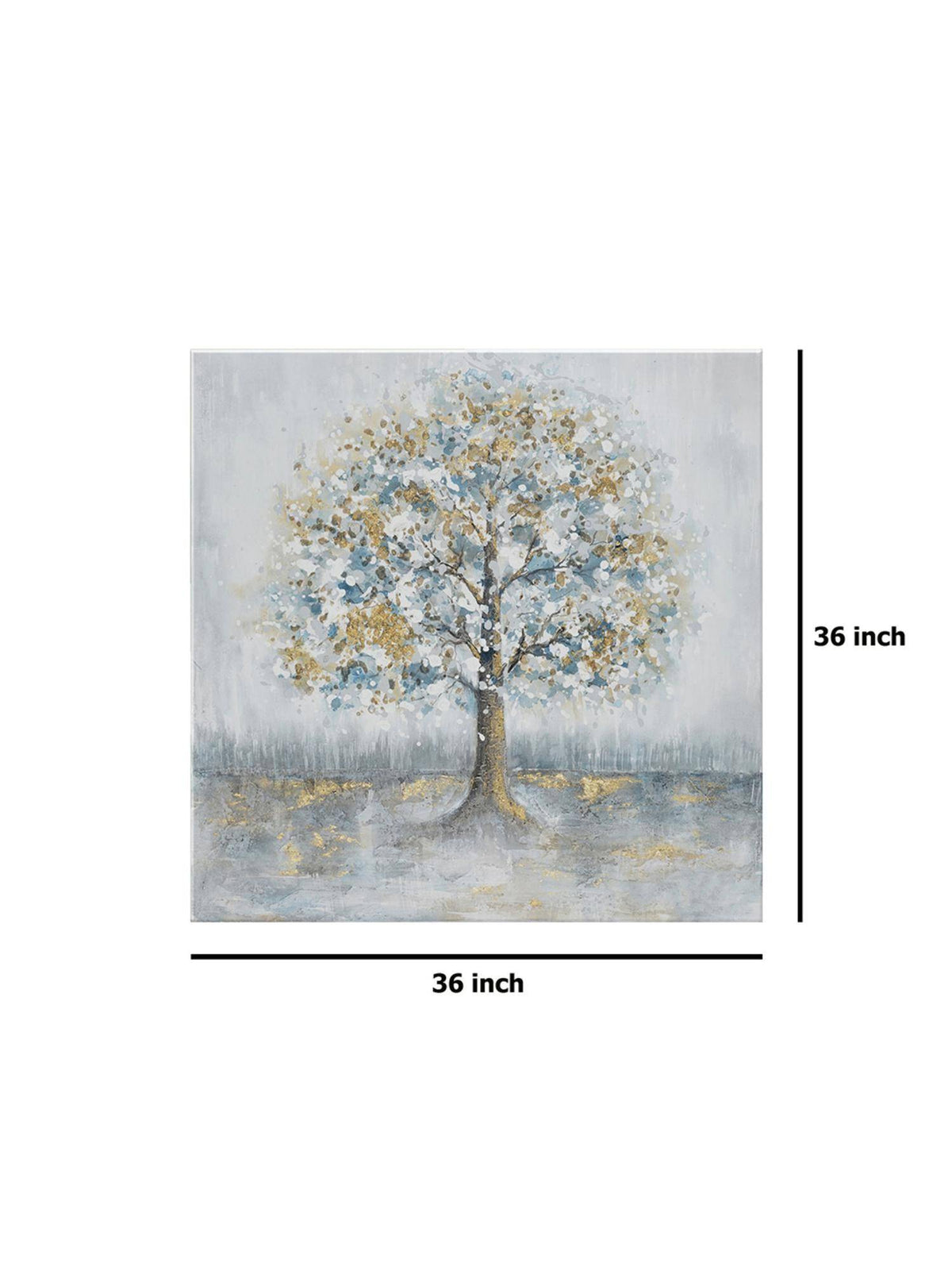999Store Serene Tree Art Print - Elegant Gold And White Leaves On Soft Pastel Background