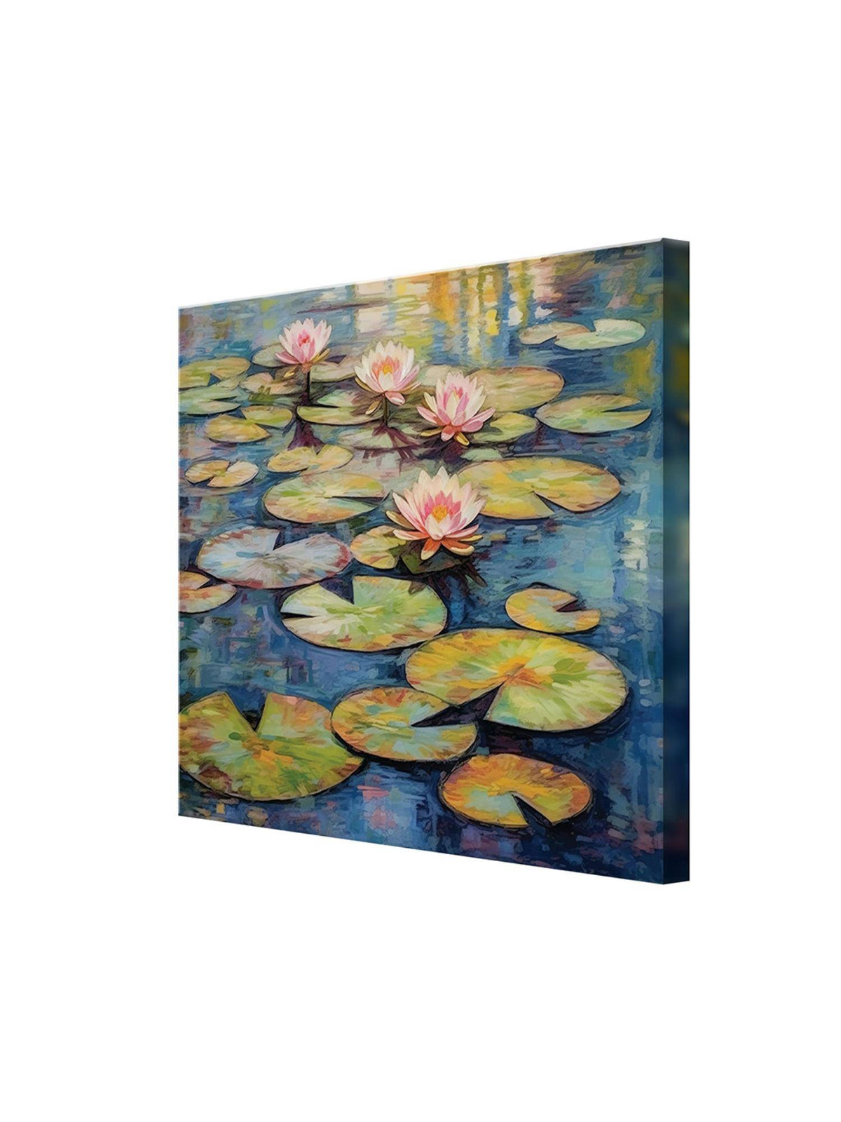 999Store Tranquil Water Lily Art Print - Vibrant Pond With Pink Blooms And Lily Pads