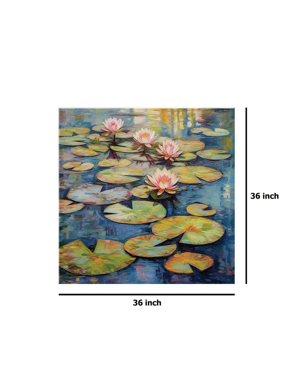 999Store Tranquil Water Lily Art Print - Vibrant Pond With Pink Blooms And Lily Pads