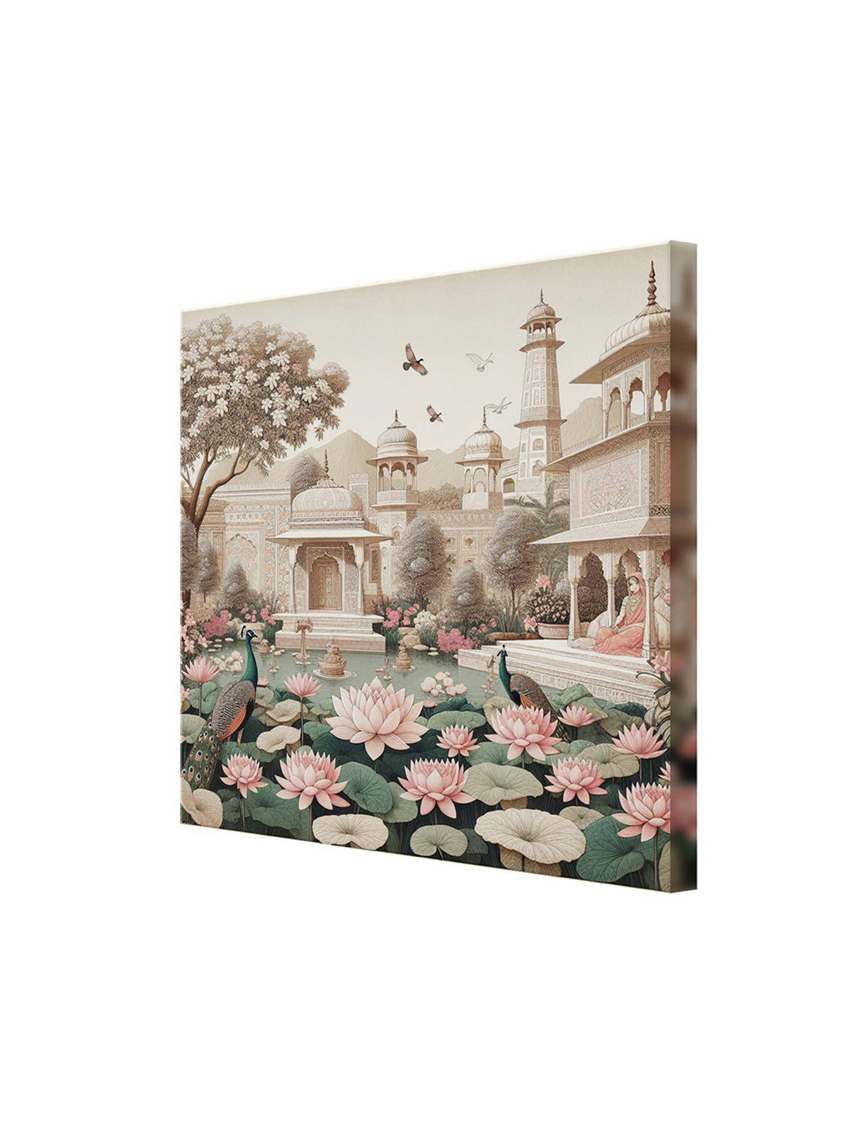 999Store Garden Art Print - Serene Lotus Pond And Elegant Architecture