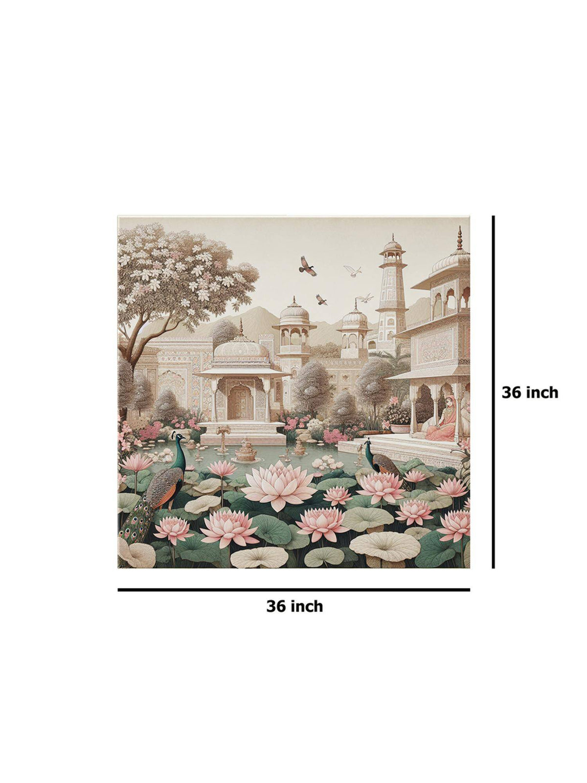 999Store Garden Art Print - Serene Lotus Pond And Elegant Architecture