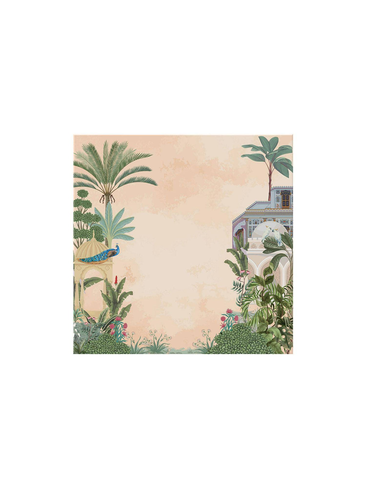 999Store Elegant Peacock And Tropical Foliage With Historic Architecture