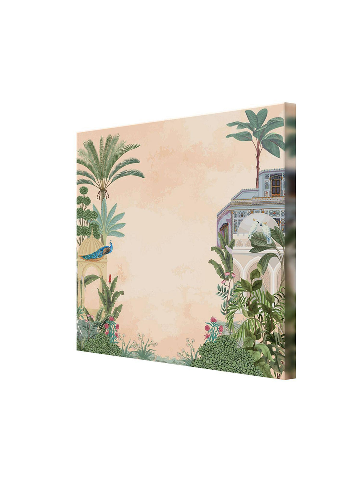 999Store Elegant Peacock And Tropical Foliage With Historic Architecture