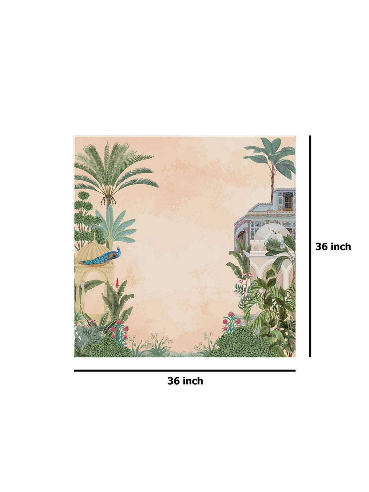 999Store Elegant Peacock And Tropical Foliage With Historic Architecture