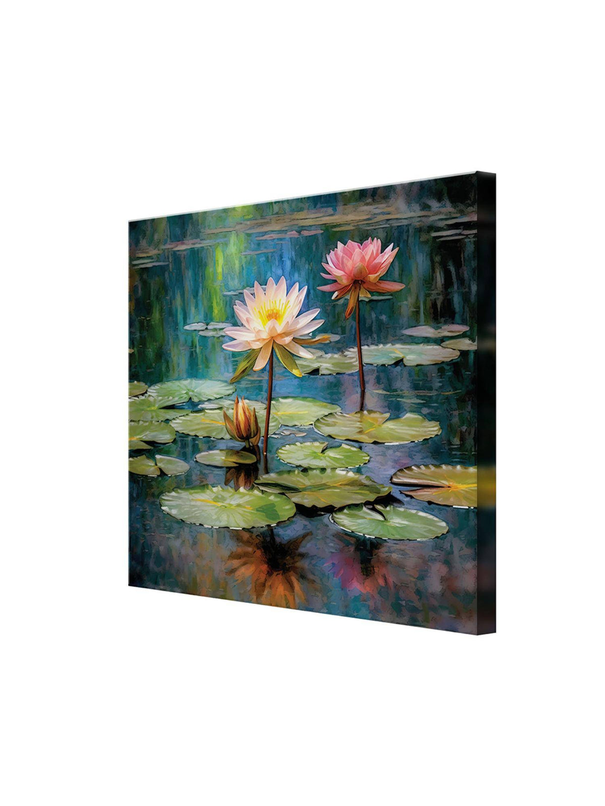 999Store Tranquil Water Lily Art Print - Vibrant Pond With Blooming Pink And White Water Lilies