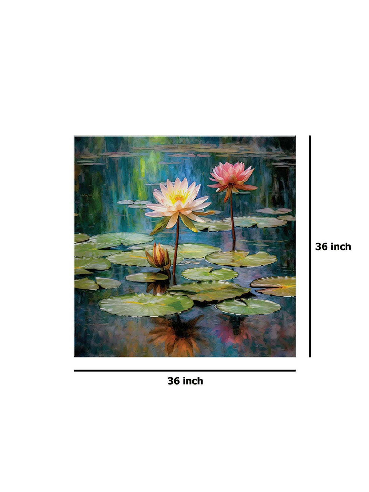 999Store Tranquil Water Lily Art Print - Vibrant Pond With Blooming Pink And White Water Lilies