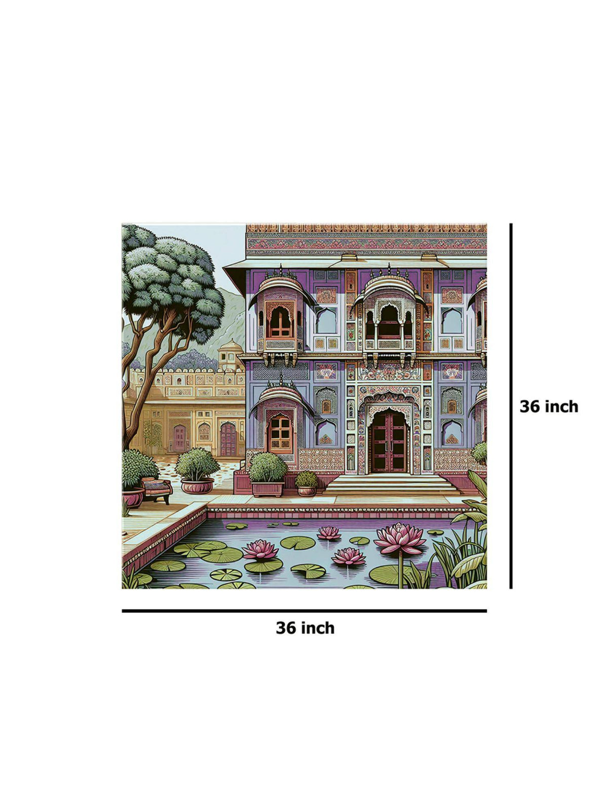 999Store Palace Art Print - Ornate Architecture With Lotus Pond And Vibrant Colors
