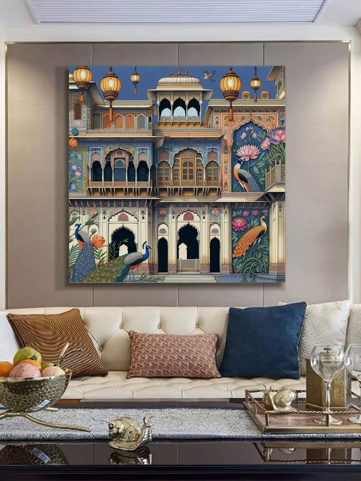 999Store Palace Art Print Intricate Murals, And Elegant Peacocks