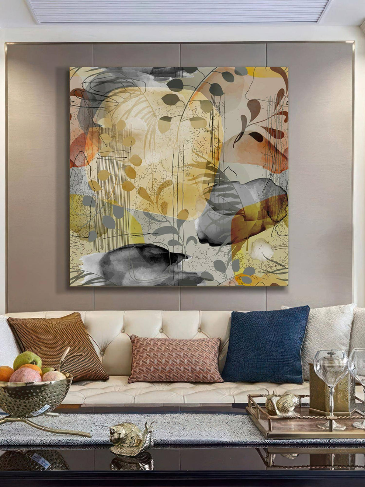 999Store Abstract Organic Shapes Art Print - Contemporary Painting With Earthy Color Palette · Free Size