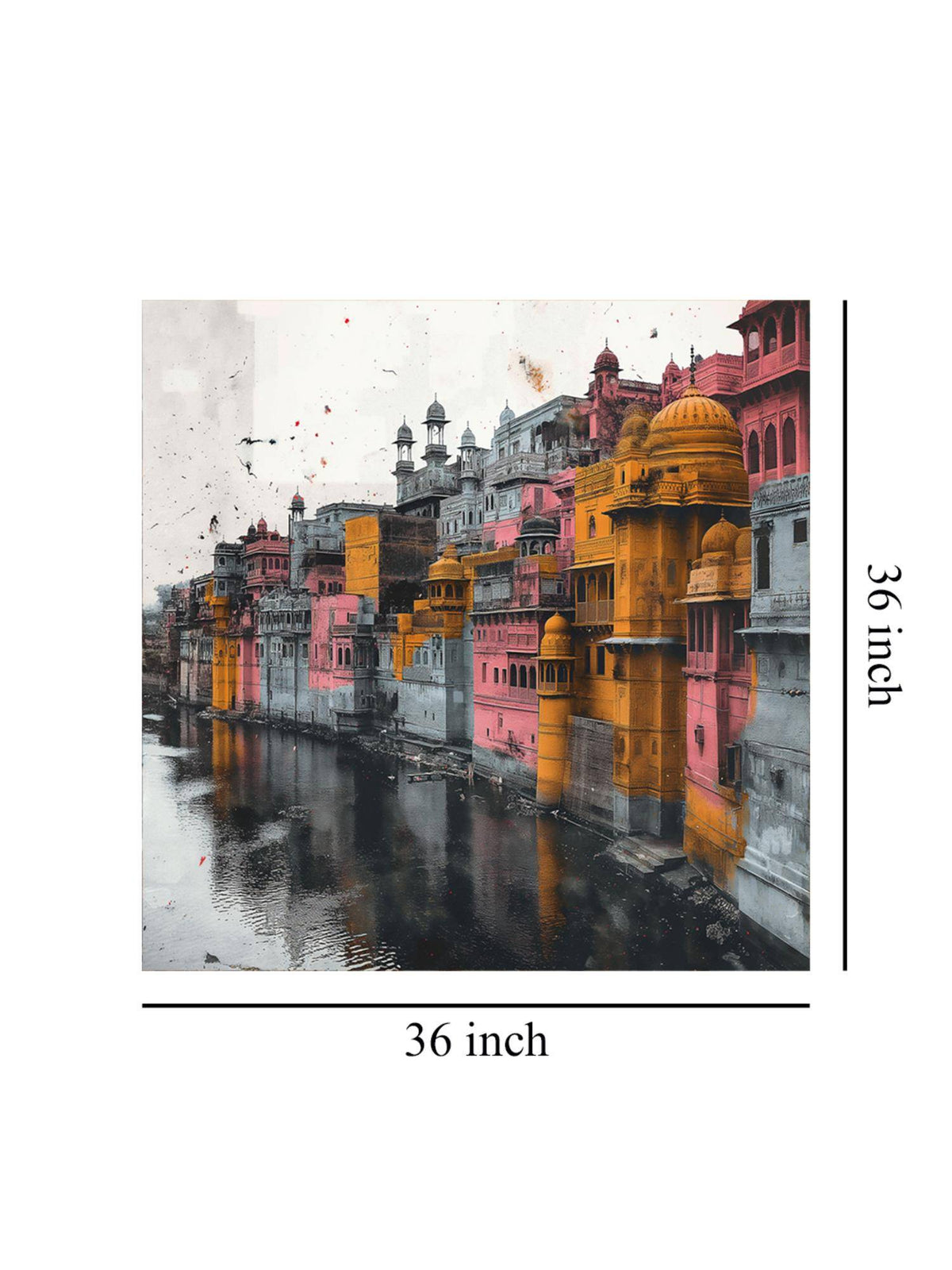 999Store Colourful Reflections On The River Of Vibrant Buildings Along A River River Painting