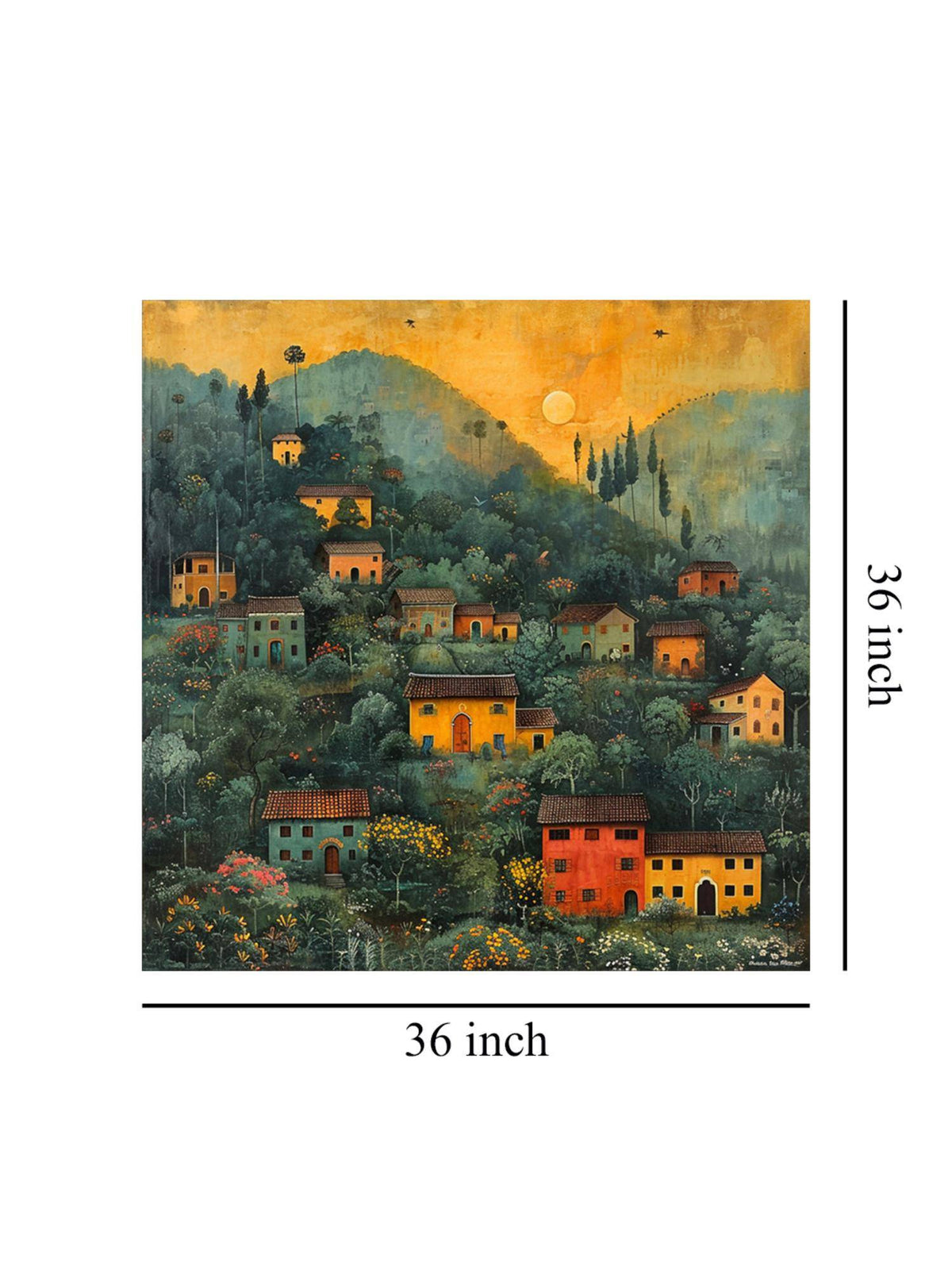 999Store Hills A Cluster Of Houses Nestled Soft Morning Light Village Scenery Painting