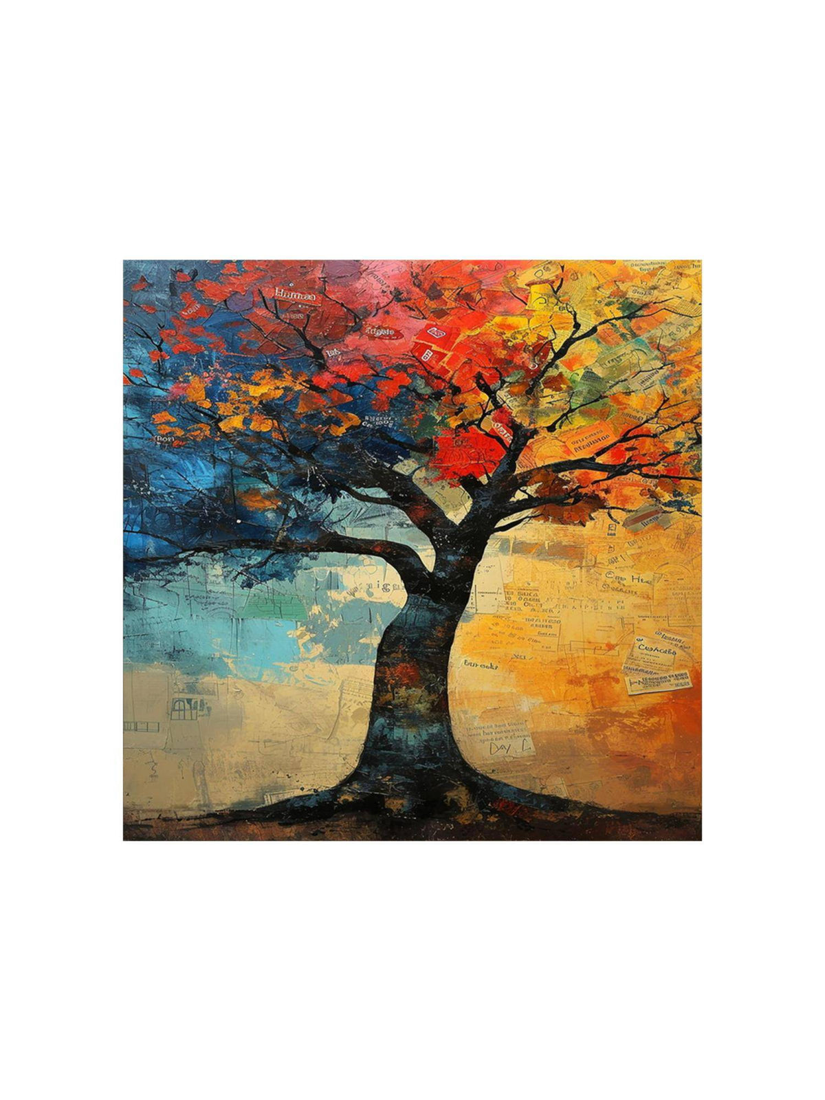 999Store The Tree Of Seasons With Branches Filled With Vibrant Colourful Leaves Painting For Wall