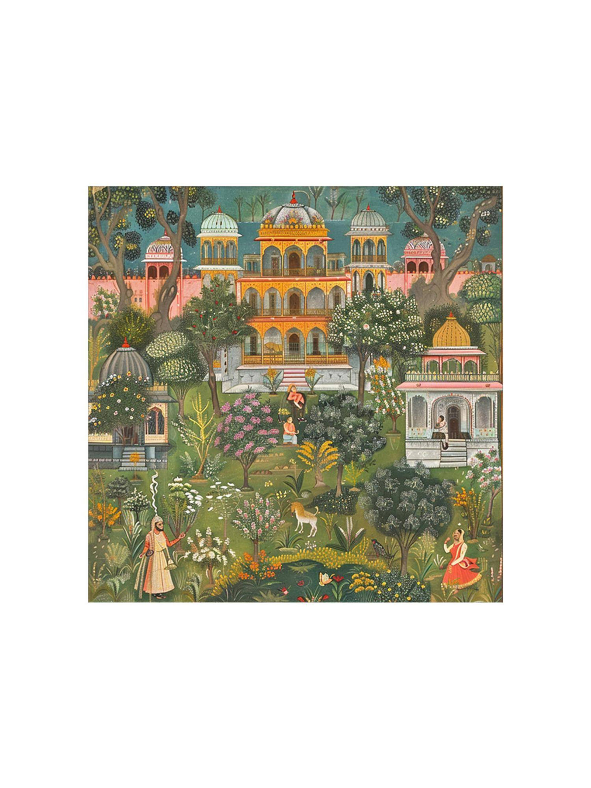 999Store Garden Of Serenity Of A Detailed Lush Garden With A Traditional Palace Mughal Paintings