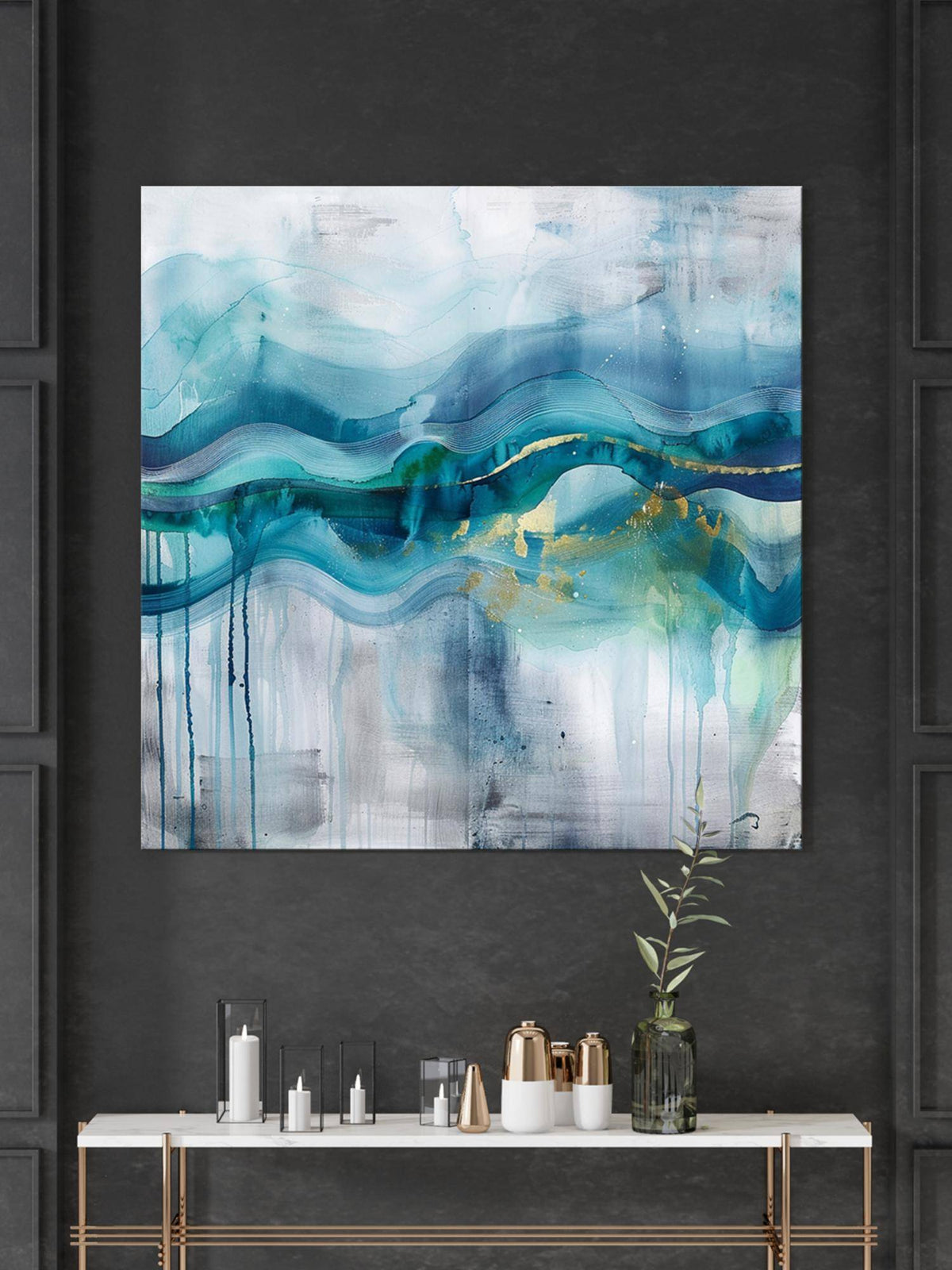 999Store Waves Of Tranquillity Blue And Green Colors Representing Waves Abstract Art Wall Painting